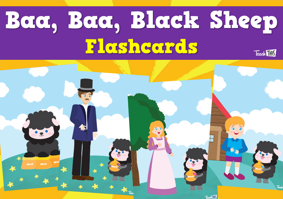 Baa, Baa, Black Sheep - Nursery Rhyme Flashcards