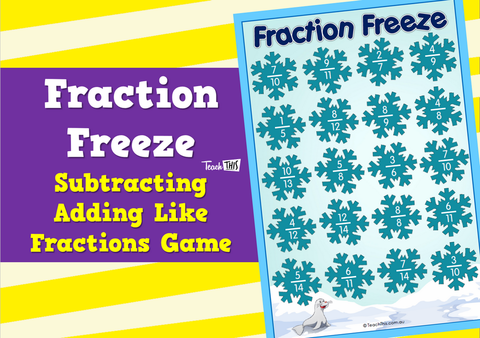 Fraction Freeze - Subtracting Adding like Fractions Game