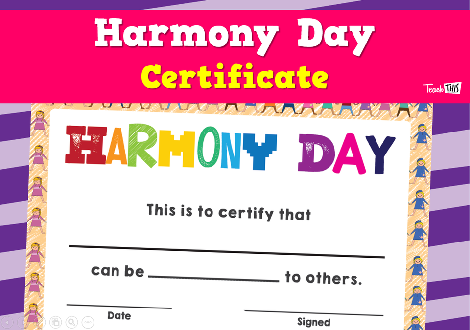 Harmony Day Certificate
