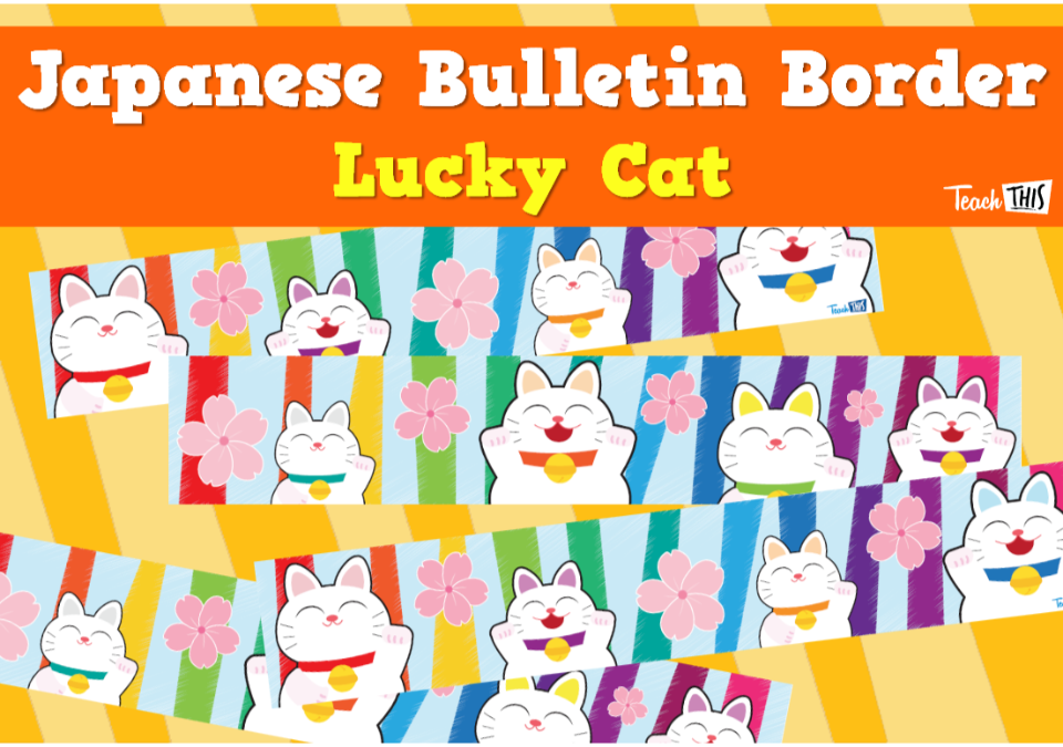 Japanese - Bulletin Border Lucky Cat