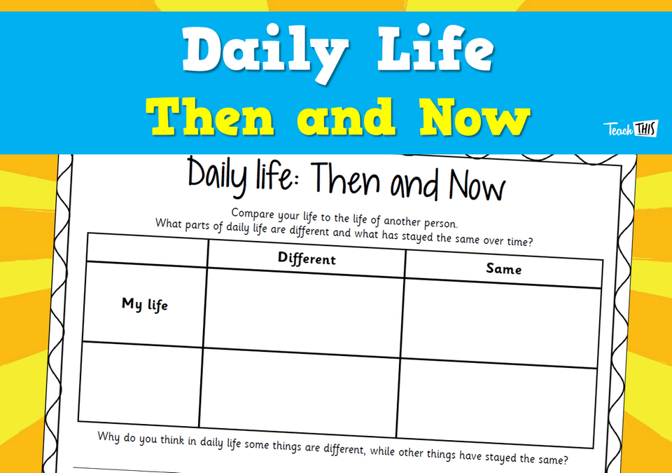 Daily Life: Then and Now - Worksheet