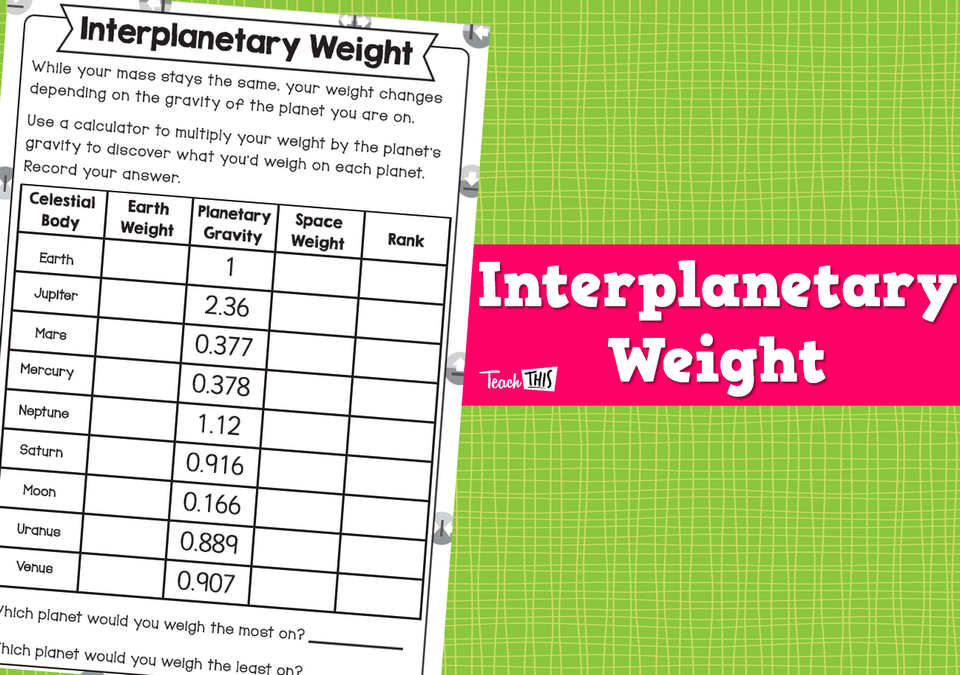 Interplanetary Weight - Worksheet