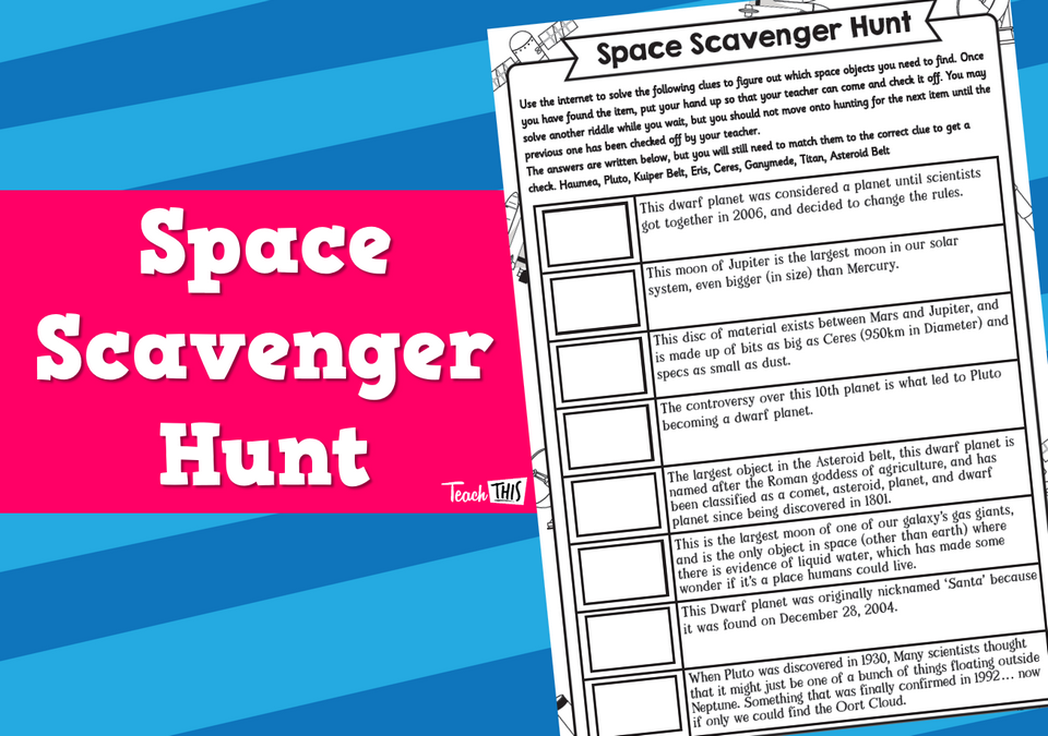 Space Scavenger Hunt - Worksheet