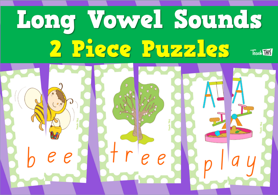 Long Vowel Sounds - 2 Piece Puzzles