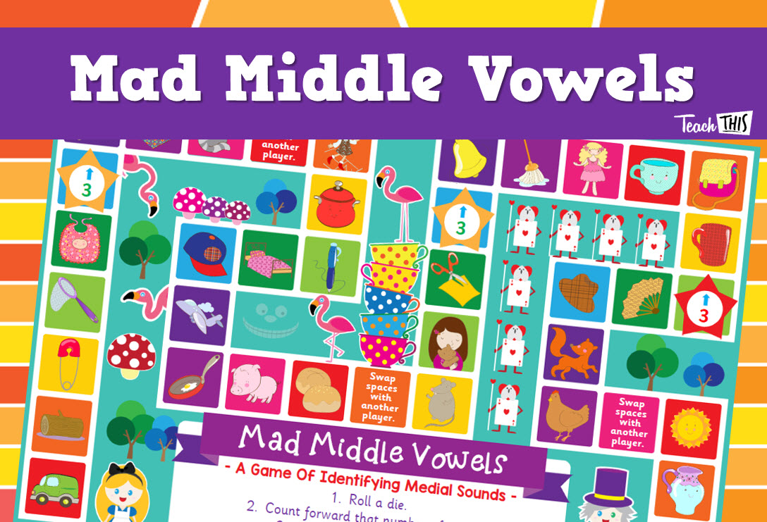 Mad Middle Vowels - Medial Vowels Board game