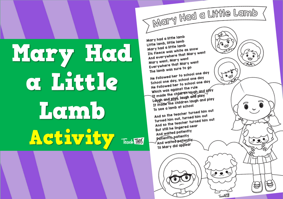 Mary Had a Little Lamb - Nursery Rhyme Activity