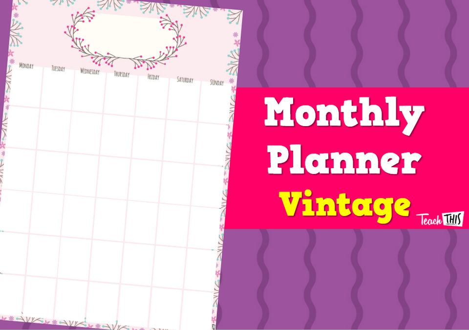 Monthly Planner - A3 Portrait Vintage 1