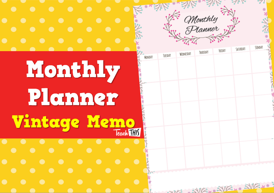 Monthly Planner - A3 Portrait Vintage 2
