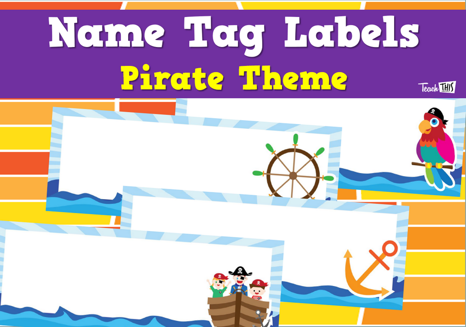 Editable Name Tag Labels - Pirate