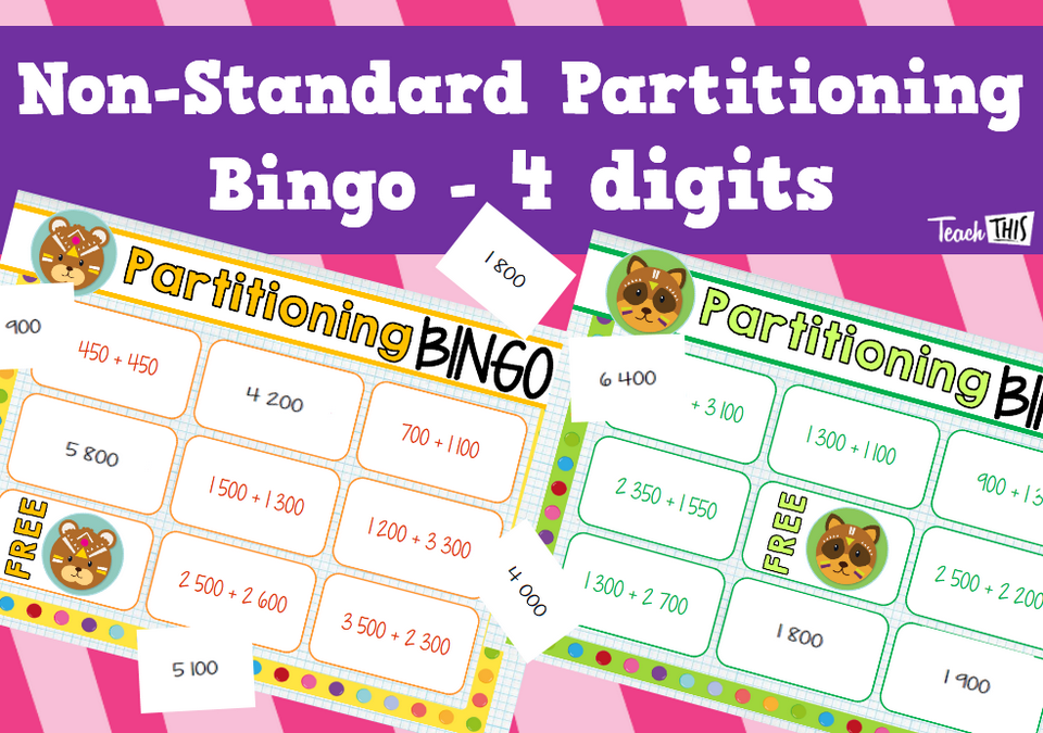 Non Standard Partitioning Bingo - 4 digits game