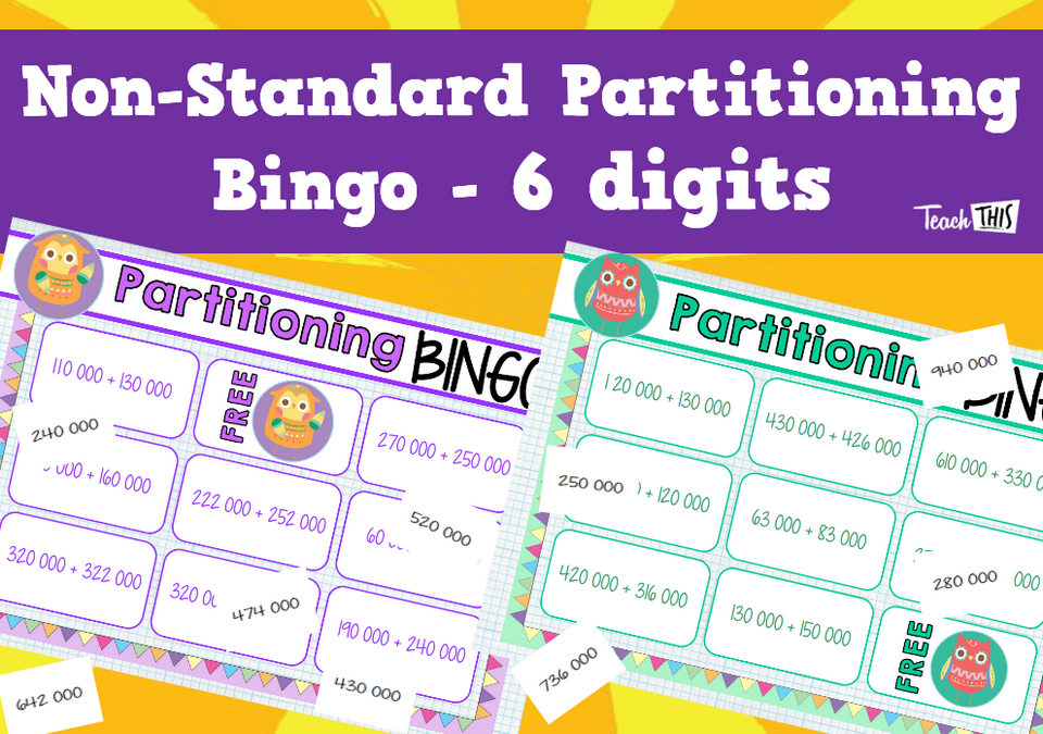 Non Standard Partitioning Bingo - 6 digits game