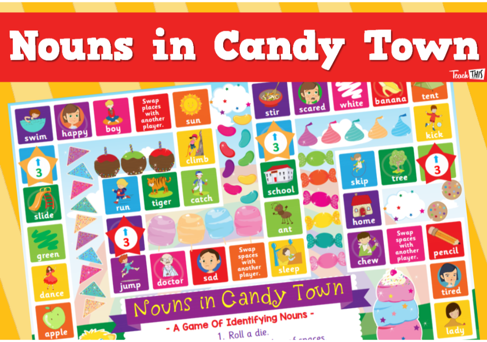 Nouns In Candy Town - Identifying Nouns Boardgame