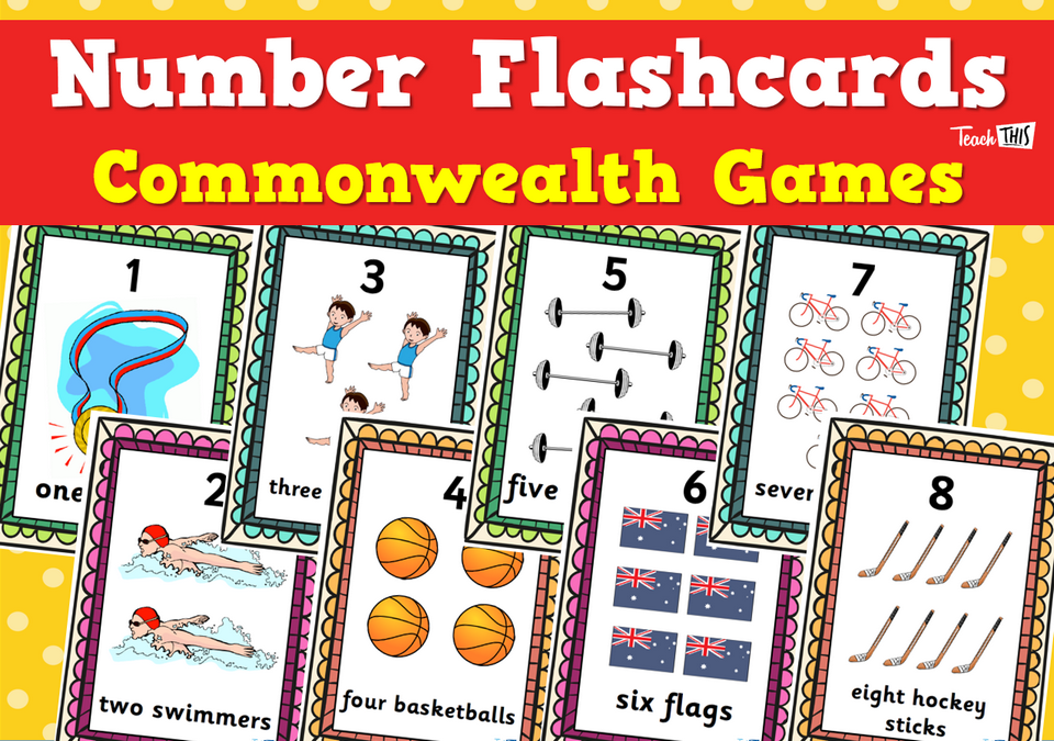 Number Flashcards Commonwealth Games