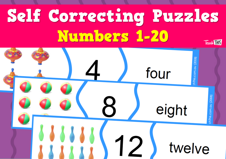 Numbers 1- 20 - Self Correcting Puzzles