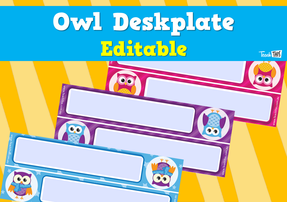 Owl Deskplate - Editable