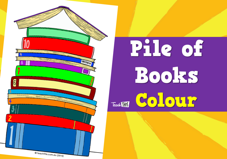 Pile of Books Colour - White Background