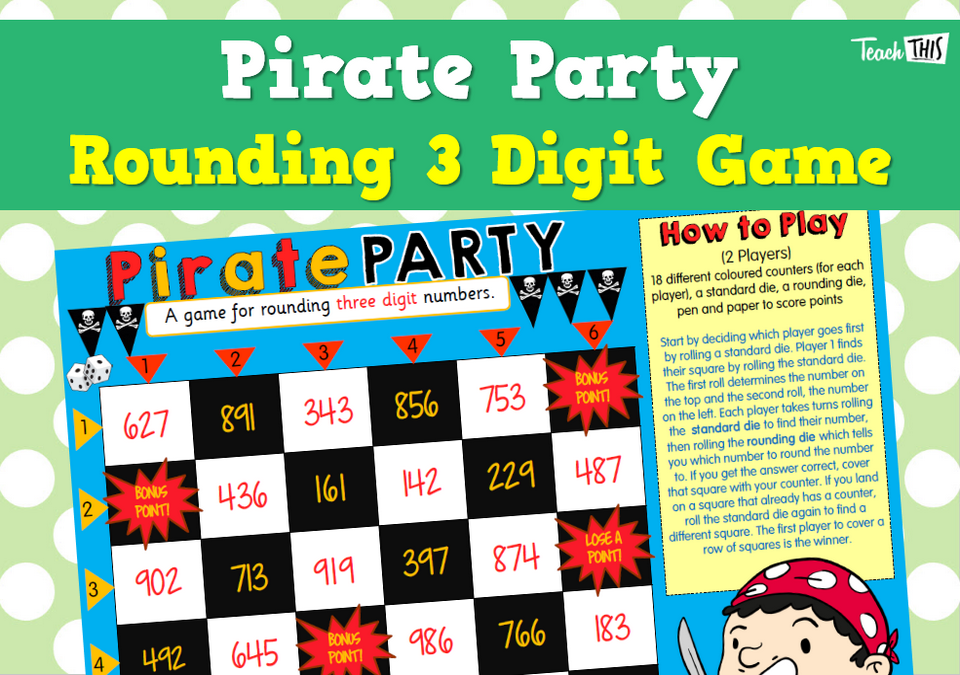 Pirate Party - Rounding Game - Up to 3-digits