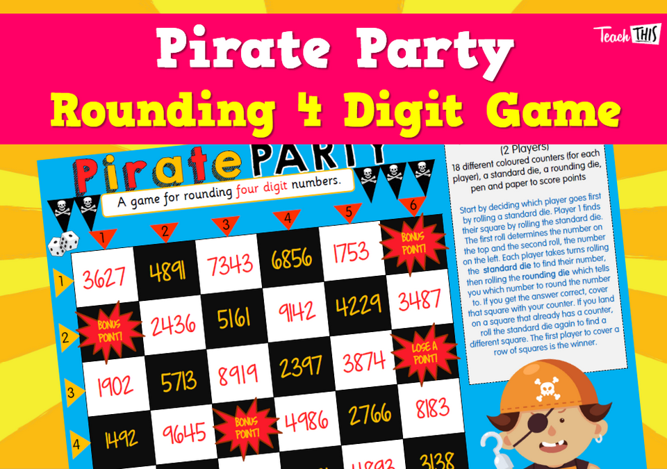 Pirate Party - Rounding Game - Up to 4-digits
