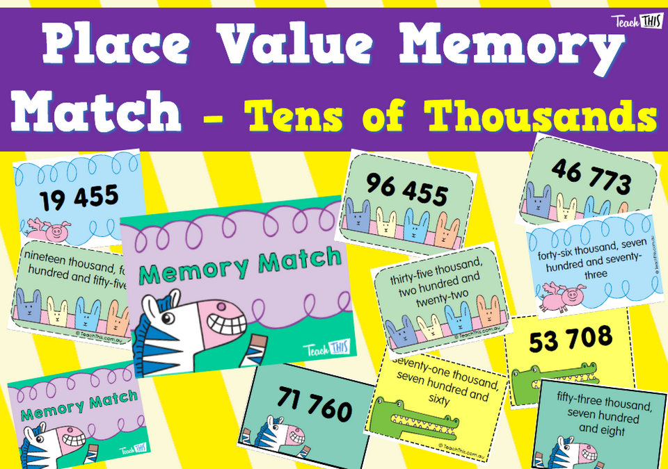 Place Value Memory Match - Tens of Thousands