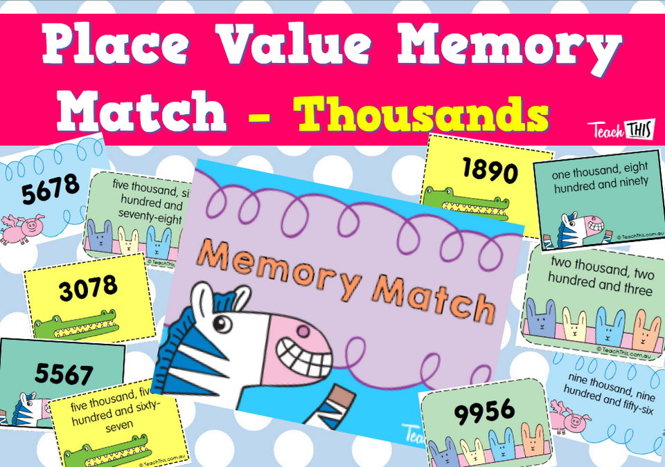 Place Value Memory Match - Thousands