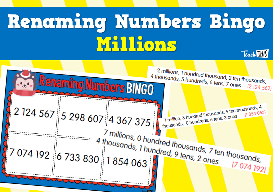 Renaming Numbers Bingo - Millions