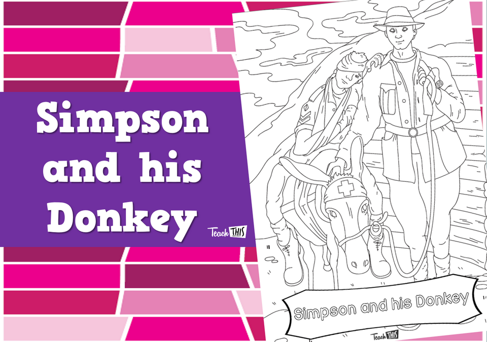 Simpson and his Donkey - Colouring