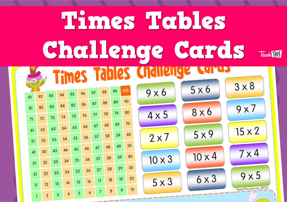 Times Tables Challenge Cards