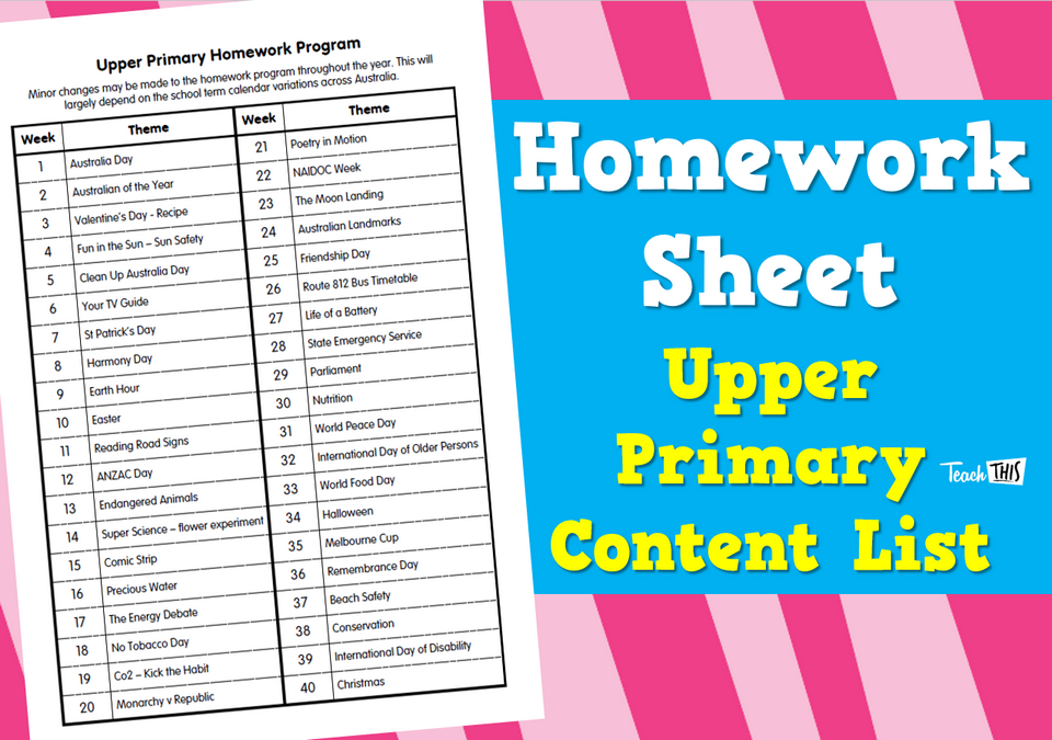Upper Homework Content List