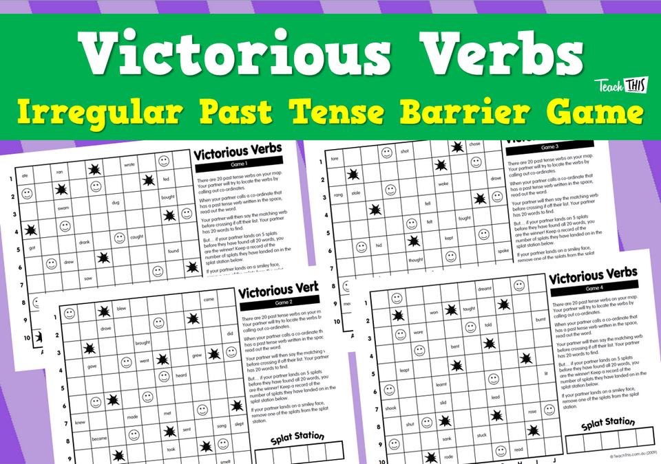 Victorious Verbs - Irregular Past Tense Barrier Game