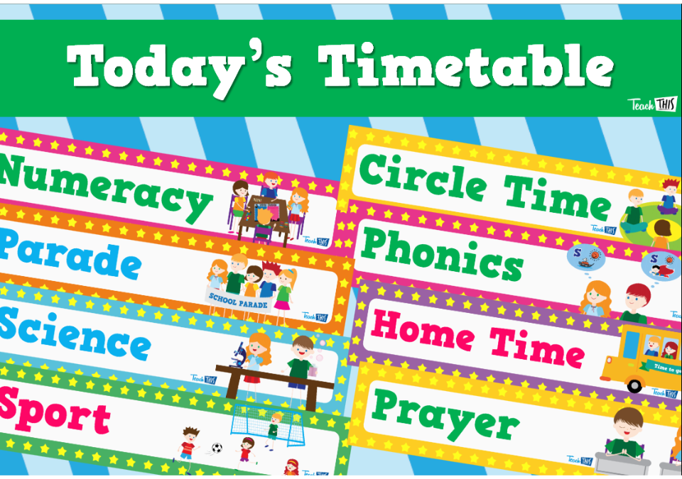 Visual Timetable - Classroom Kids Stick People