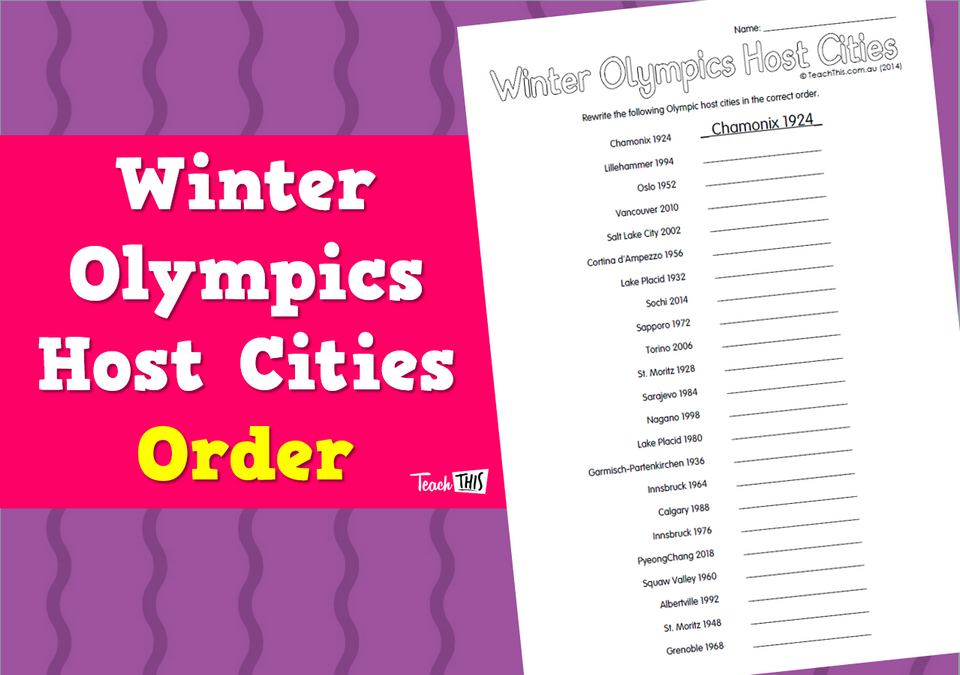 Winter Olympics Host Cities - Order