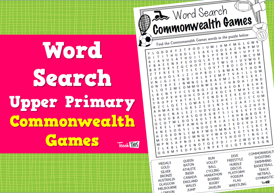 Word Search Upper Primary Commonwealth Games