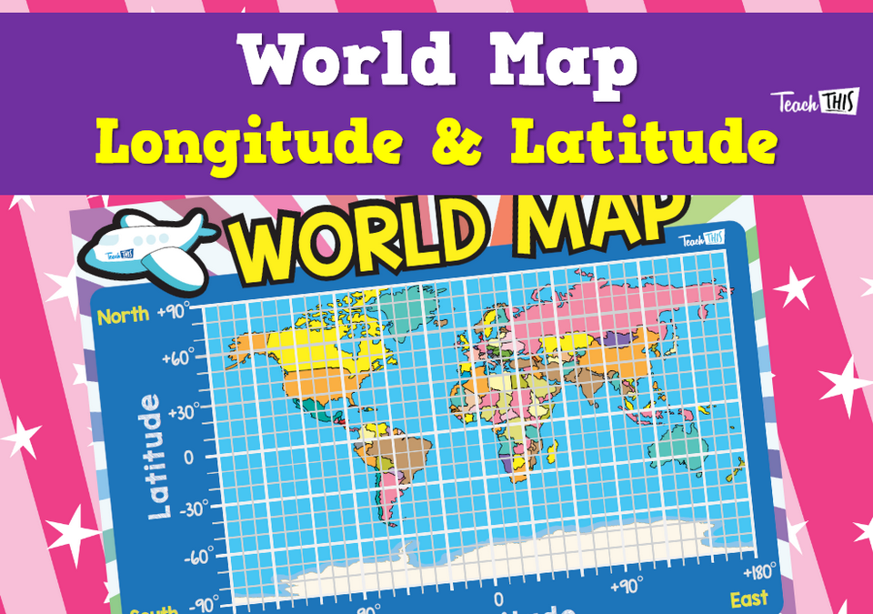 World Map with Longitude and Latitude