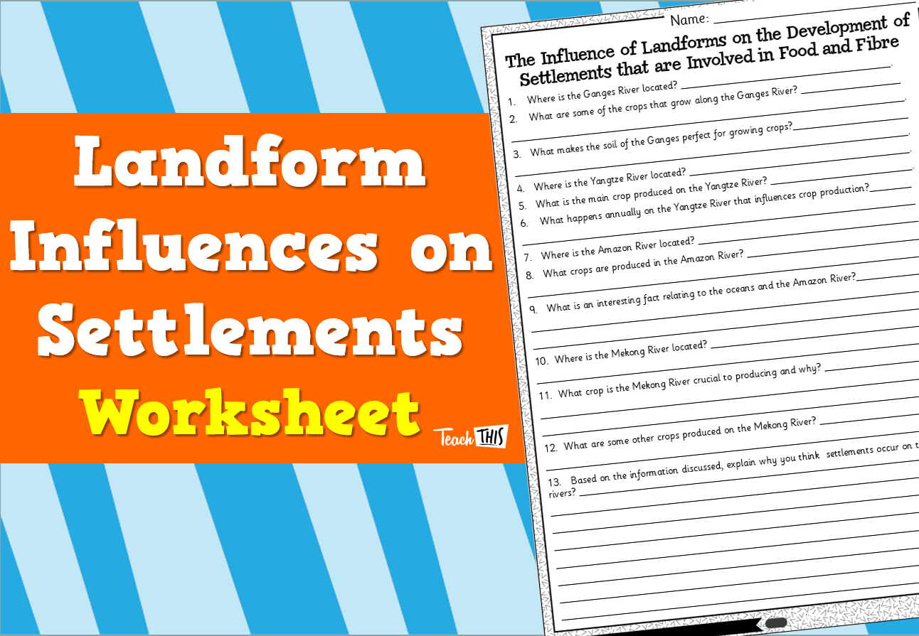 Landform Influences on Settlements - Worksheet
