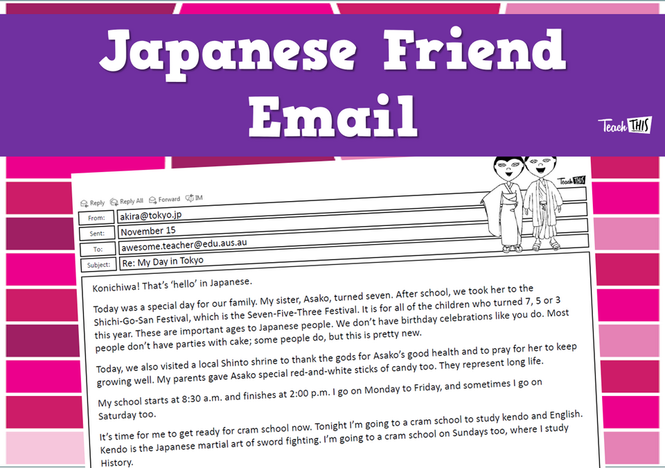 Japanese Friend Email - Worksheet