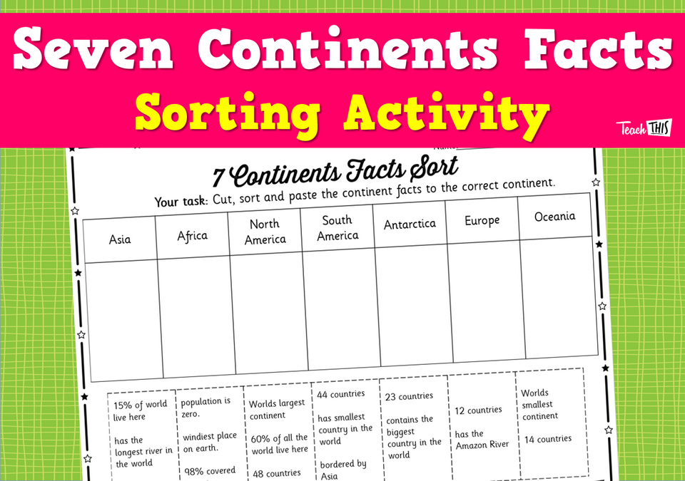 Seven Continents Facts - Sorting Activity