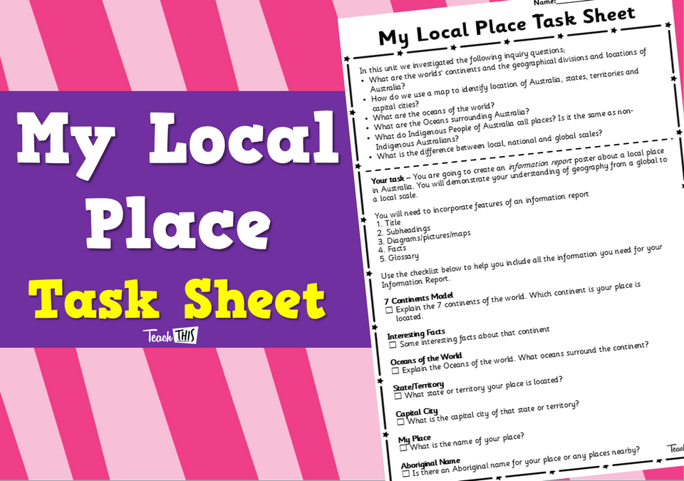 My Local Place - Task Sheet
