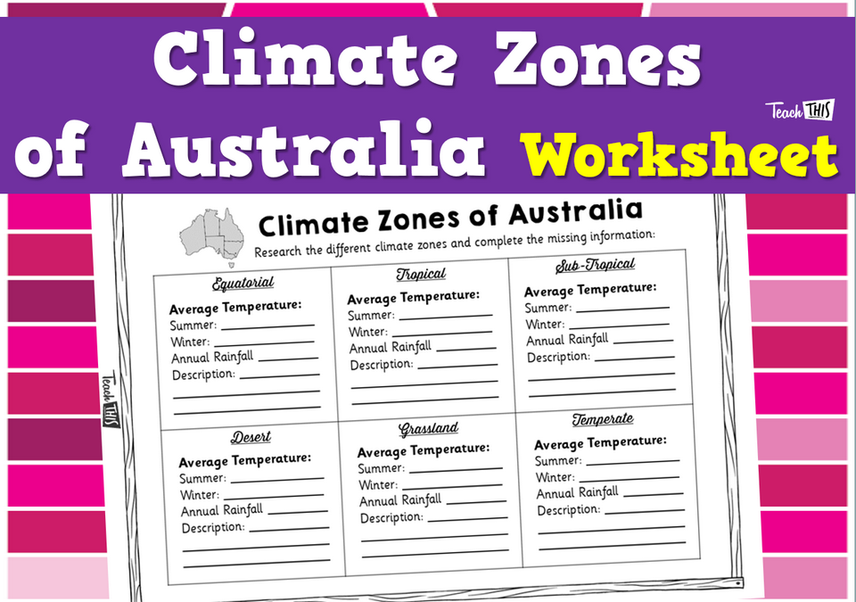Climate Zones of Australia - Worksheet
