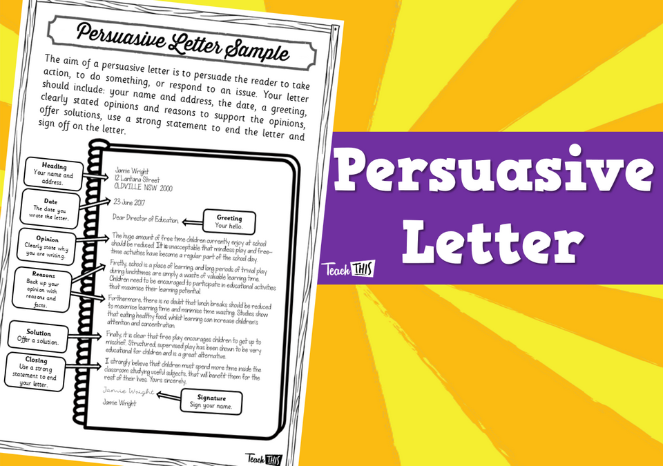 Persuasive Letter - Worksheet