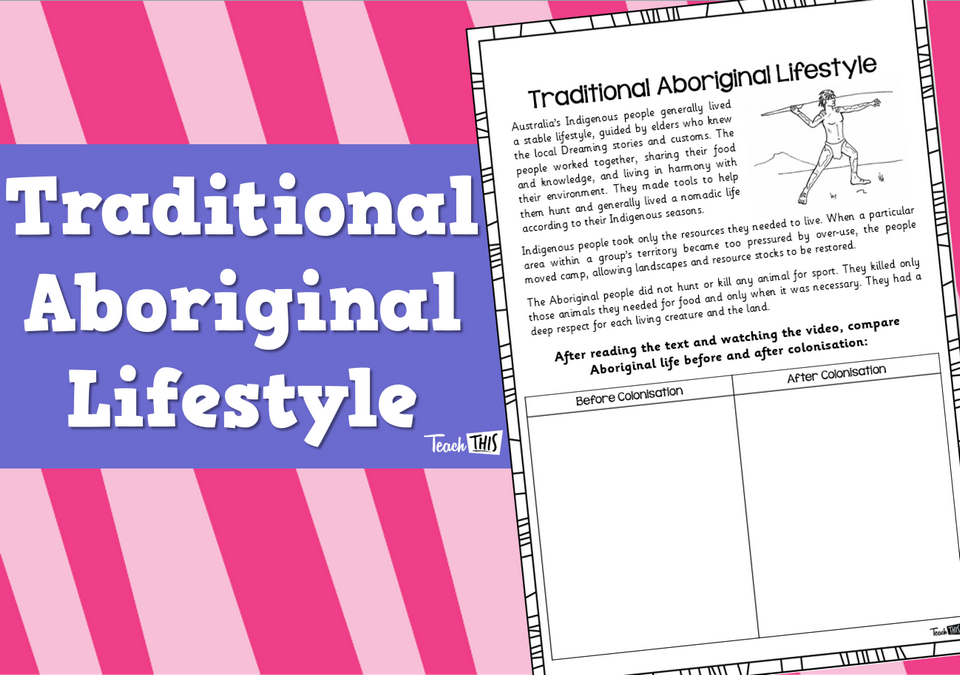 Traditional Aboriginal Lifestyle - Worksheet