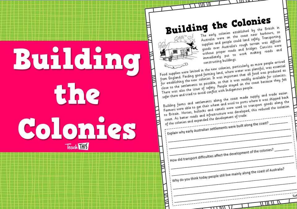 Building the Colonies - Worksheet