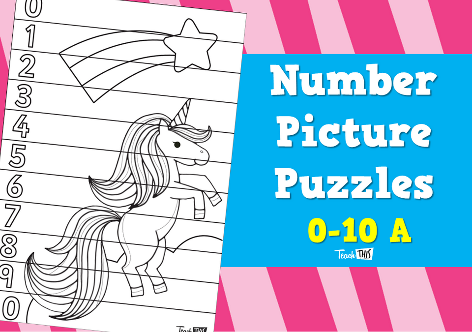 Number Picture Puzzles 0-10 - Unicorn