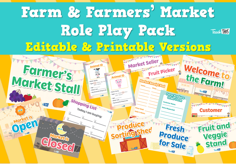 Farm & Farmers’ Market Role Play Pack - Editable & Printable Versions