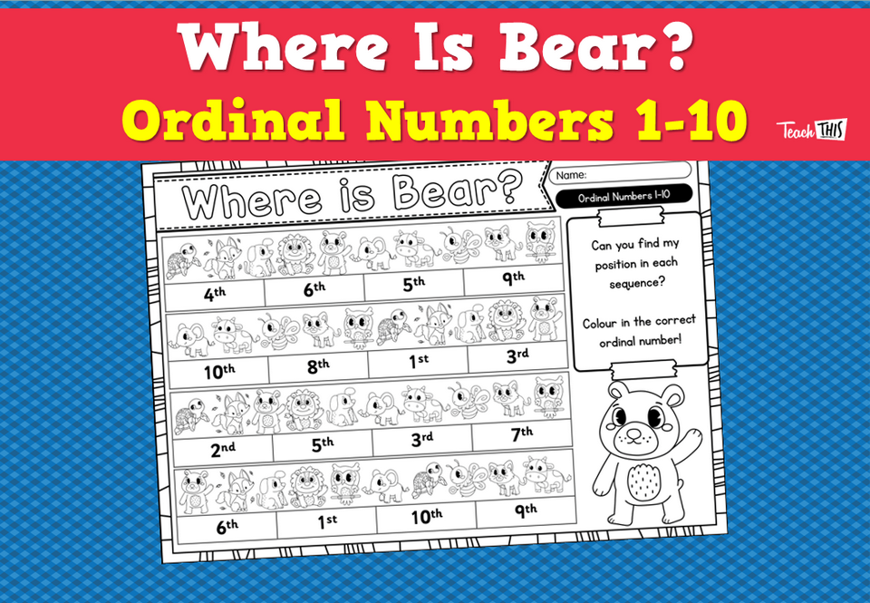 Where Is Bear? Ordinal Numbers 1-10