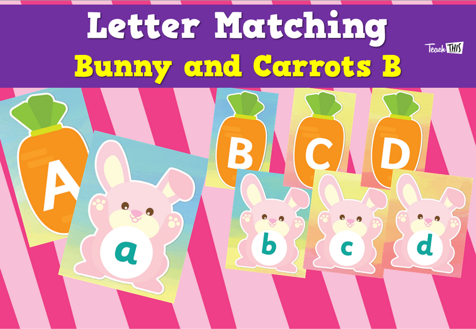 Alphabet Uppercase Lowercase Letter Matching Bunny and Carrots