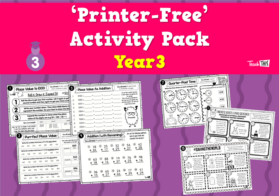 'Printer-Free' Activity Pack - Year 3