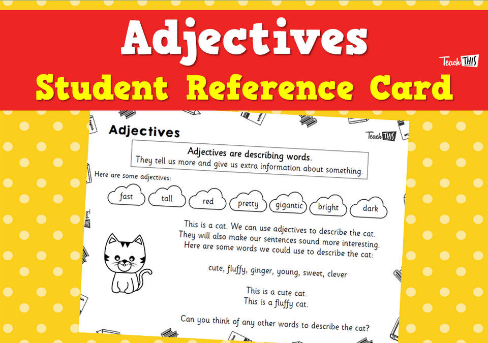 Adjectives - Student Reference Card