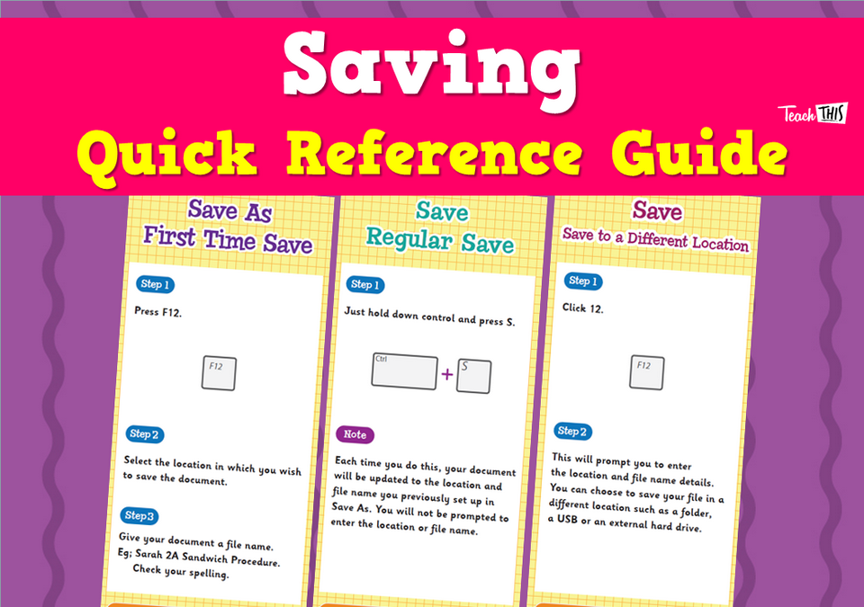 Saving - Quick Reference Guide