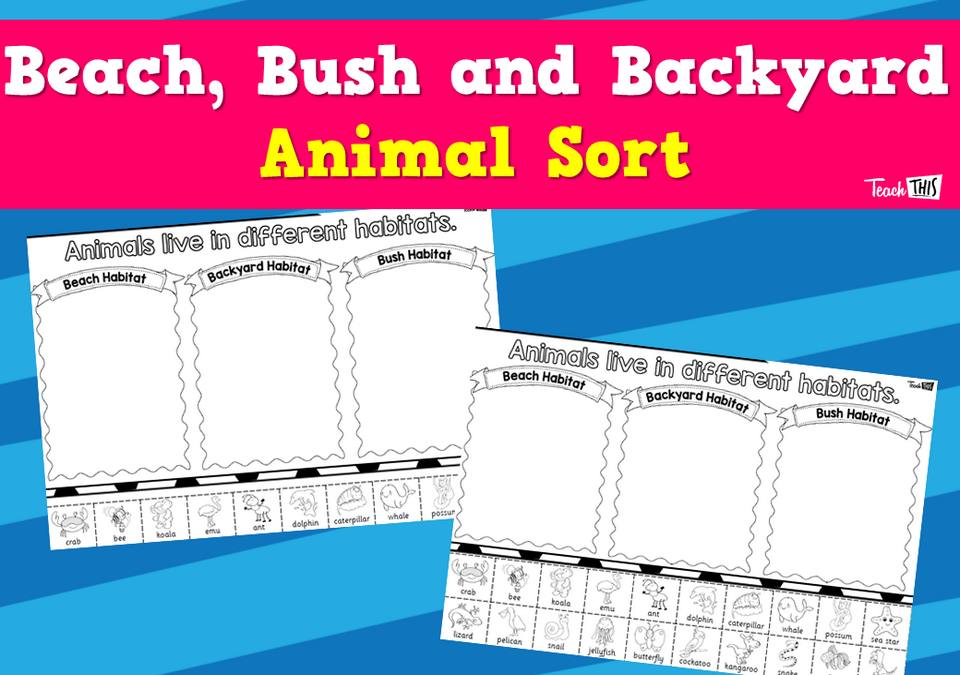 Beach, Bush and Backyard Animal Sort