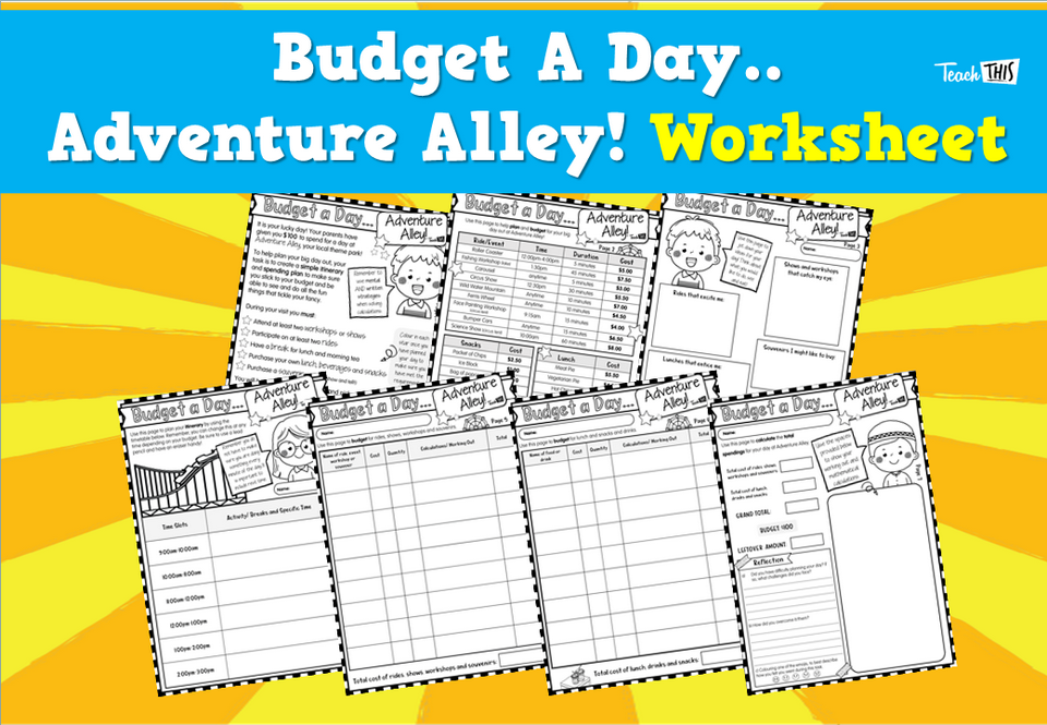 Budget A Day.. Adventure Alley! Worksheet